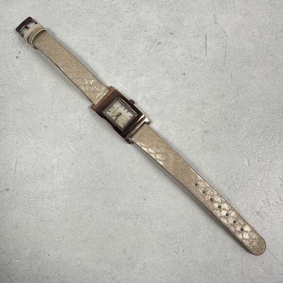 Anne Klein Watch Womens 20mm Rectangle Brown Bronze Tone MOP Dial New Battery - Picture 4 of 12